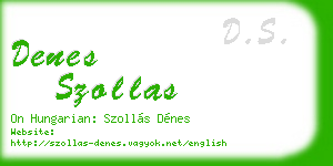 denes szollas business card